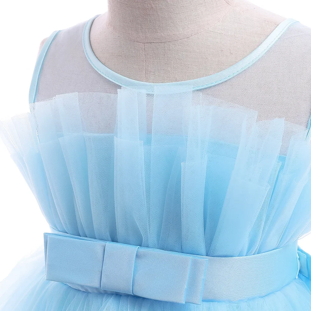 8 Colors Kid's Party Formal Evening Dresses Elegant Party Dresses For Girls Dresses With Trailing Detachable Princess Dress