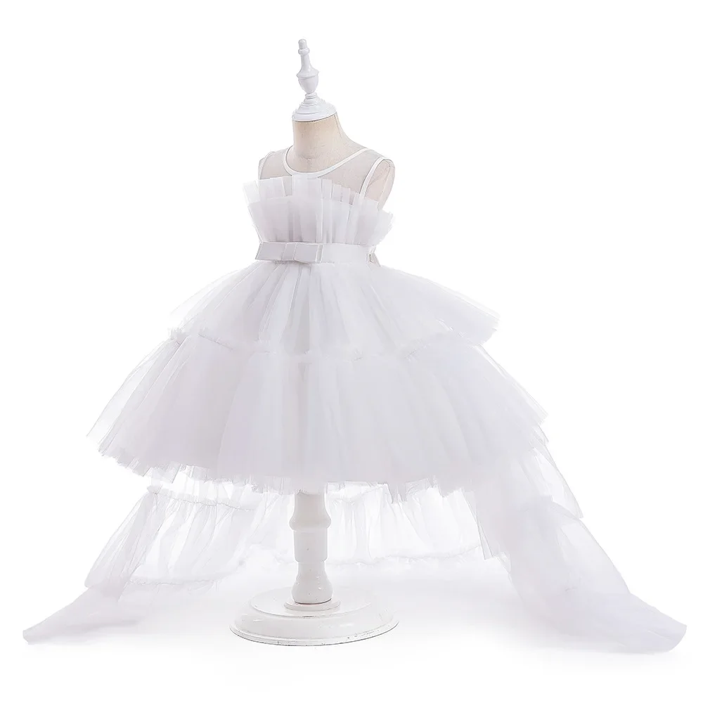 8 Colors Kid's Party Formal Evening Dresses Elegant Party Dresses For Girls Dresses With Trailing Detachable Princess Dress