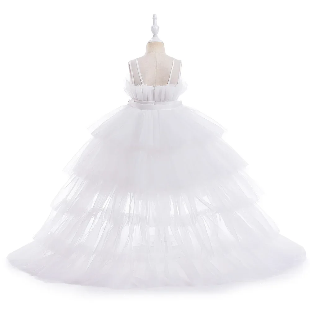 8 Colors Kid's Party Formal Evening Dresses Elegant Party Dresses For Girls Dresses With Trailing Detachable Princess Dress