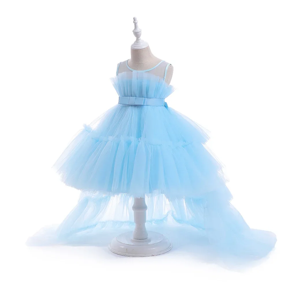 8 Colors Kid's Party Formal Evening Dresses Elegant Party Dresses For Girls Dresses With Trailing Detachable Princess Dress