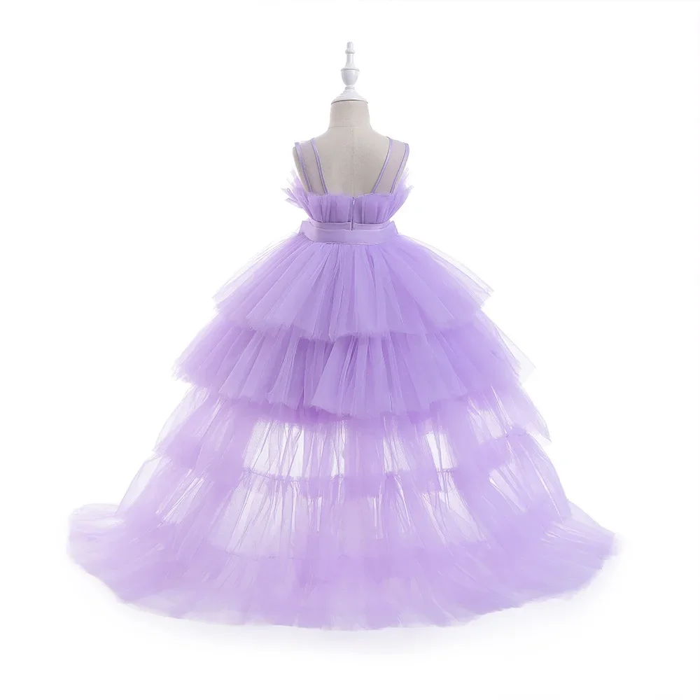 8 Colors Kid's Party Formal Evening Dresses Elegant Party Dresses For Girls Dresses With Trailing Detachable Princess Dress