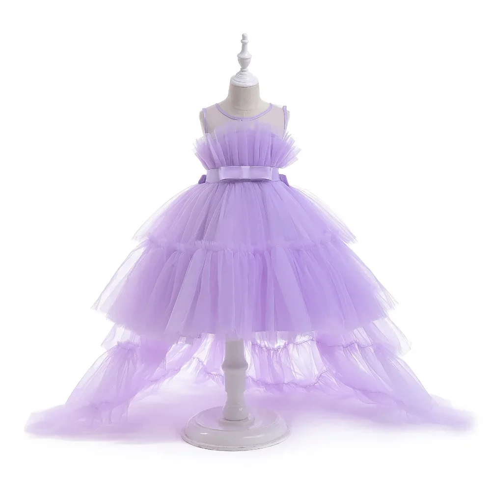 8 Colors Kid's Party Formal Evening Dresses Elegant Party Dresses For Girls Dresses With Trailing Detachable Princess Dress