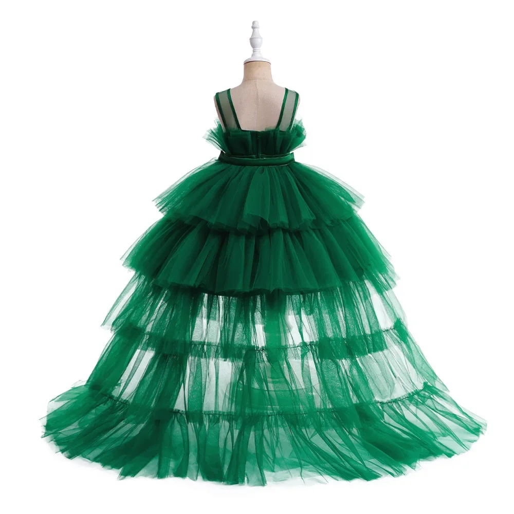 8 Colors Kid's Party Formal Evening Dresses Elegant Party Dresses For Girls Dresses With Trailing Detachable Princess Dress