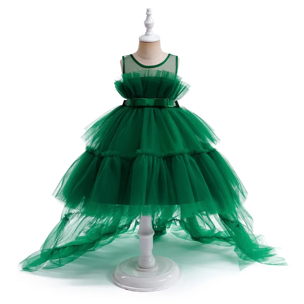 8 Colors Kid's Party Formal Evening Dresses Elegant Party Dresses For Girls Dresses With Trailing Detachable Princess Dress