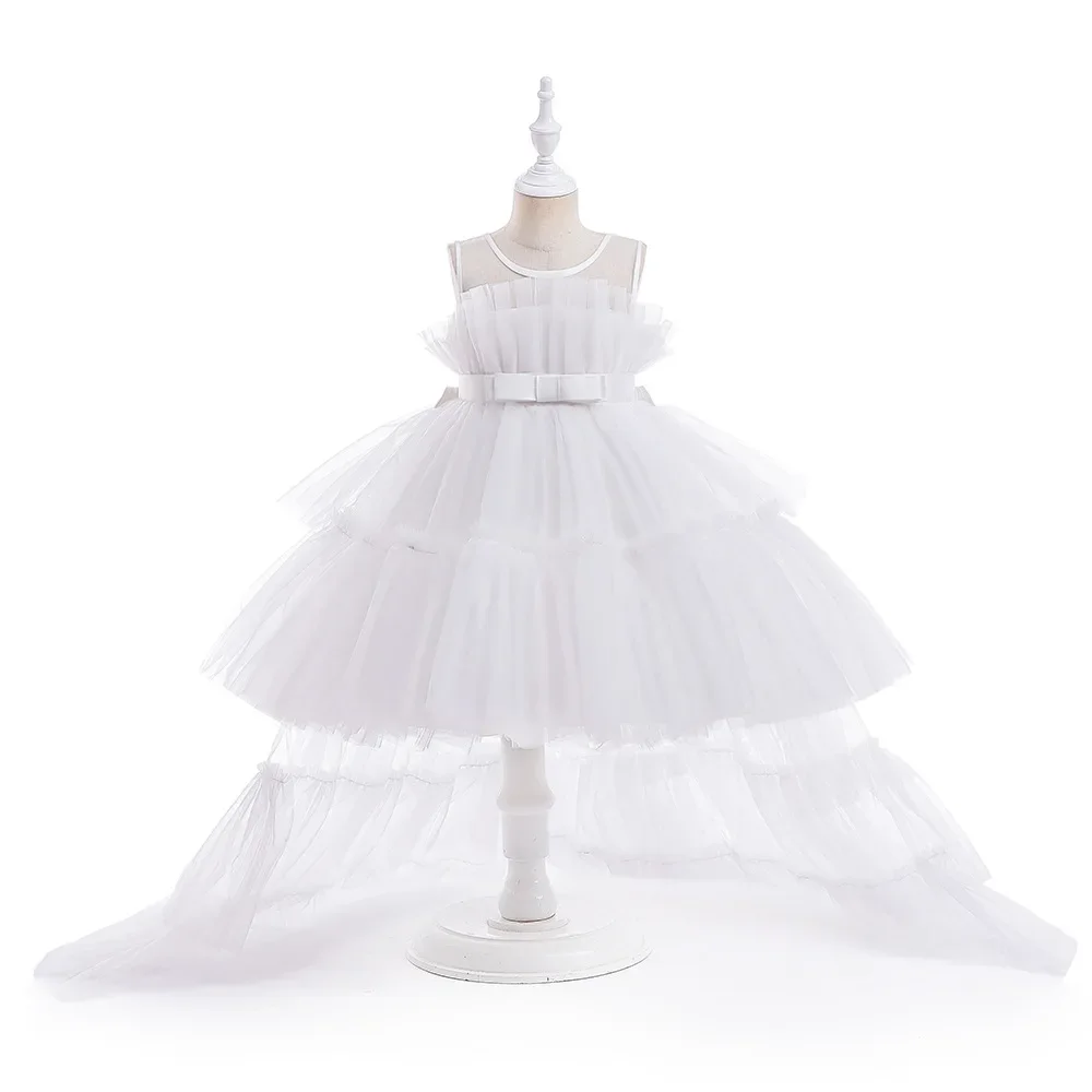 8 Colors Kid's Party Formal Evening Dresses Elegant Party Dresses For Girls Dresses With Trailing Detachable Princess Dress