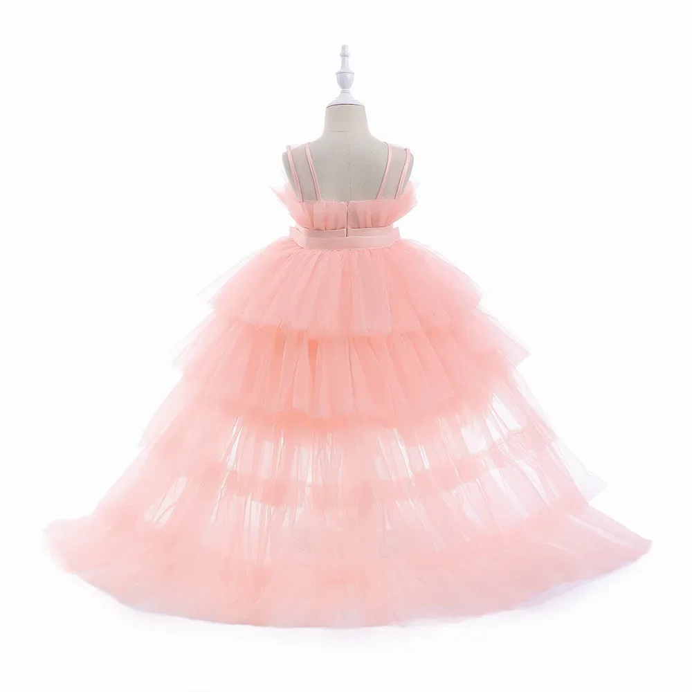 8 Colors Kid's Party Formal Evening Dresses Elegant Party Dresses For Girls Dresses With Trailing Detachable Princess Dress