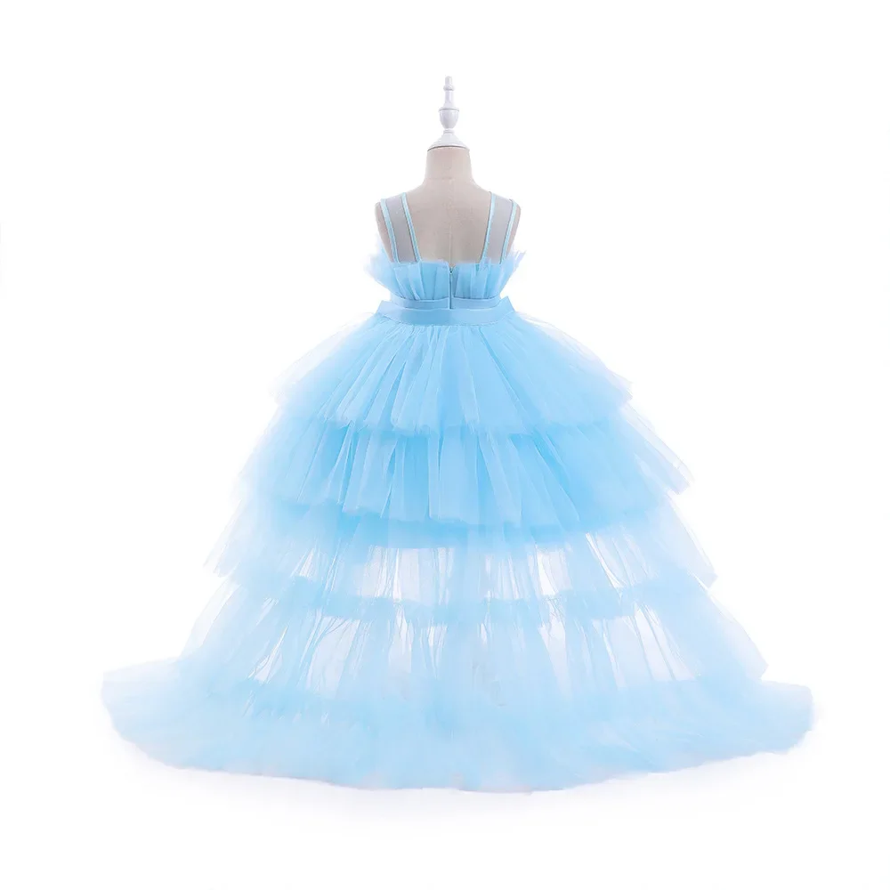 8 Colors Kid's Party Formal Evening Dresses Elegant Party Dresses For Girls Dresses With Trailing Detachable Princess Dress