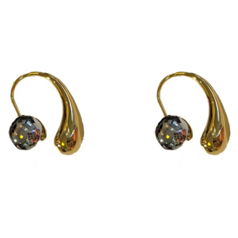 Modern Jewelry Cool Trend 2024 New Metallic Round Bead Teardrop Earrings For Women Party Gifts Ear Accessories Hot Sale