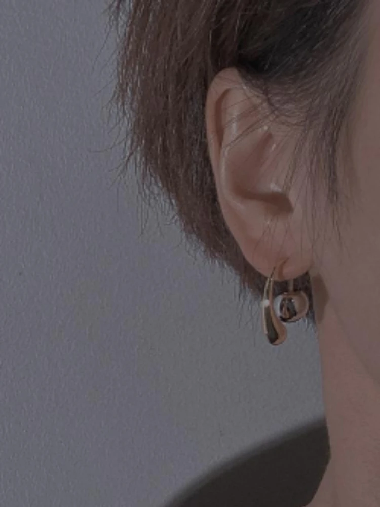 Modern Jewelry Cool Trend 2024 New Metallic Round Bead Teardrop Earrings For Women Party Gifts Ear Accessories Hot Sale