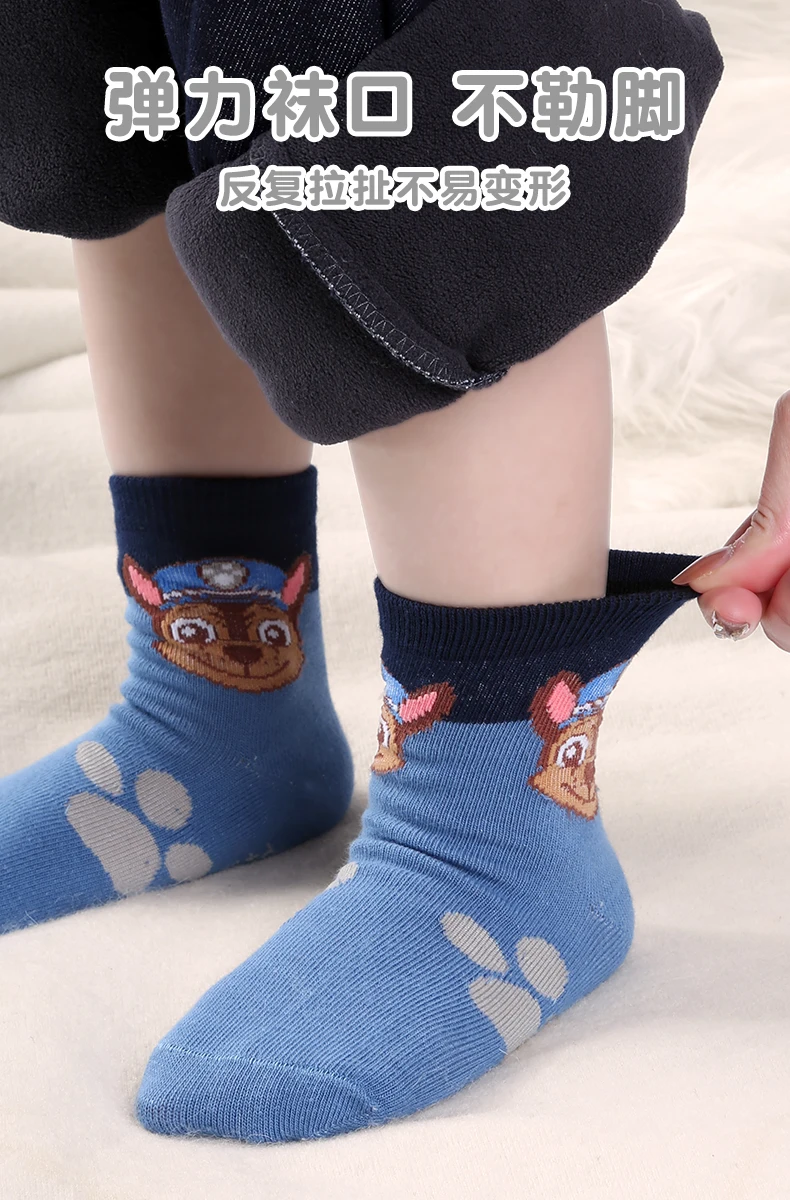 Original Paw Patrol 10PCS=5Pairs Children Socks Baby Boy Sock Age 3-8Y Chase Marshall Rocky Rubble Zuma Boys Girls Cotton Socks