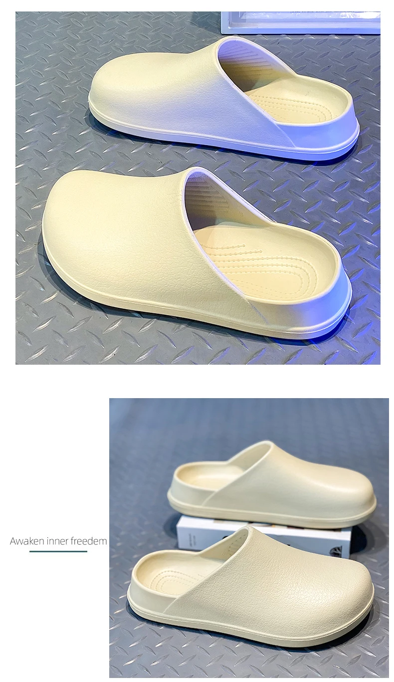 Couple's Baotou Slippers Waterproof Anti slip Oil proof Chef Shoes Summer new Men's and Women's Soft Sole comfort Casual Sandals