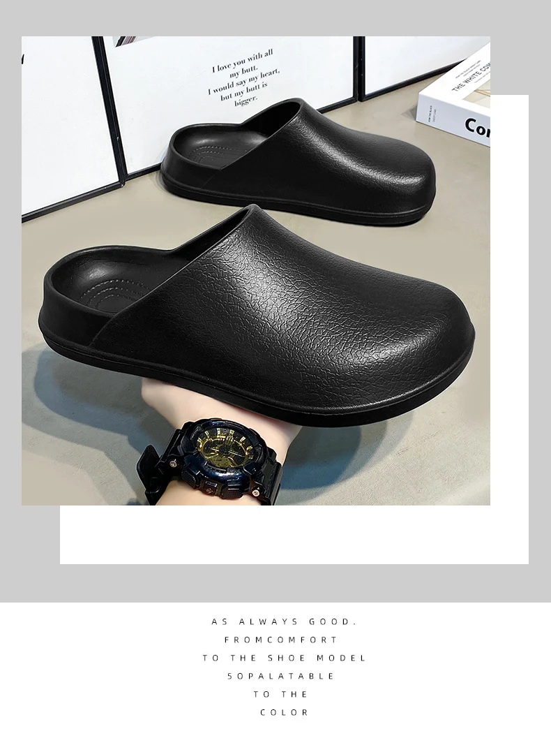 Couple's Baotou Slippers Waterproof Anti slip Oil proof Chef Shoes Summer new Men's and Women's Soft Sole comfort Casual Sandals