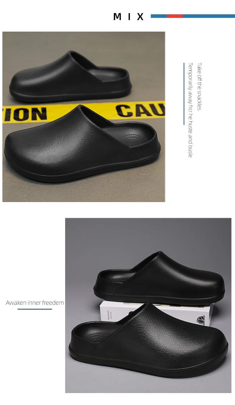 Couple's Baotou Slippers Waterproof Anti slip Oil proof Chef Shoes Summer new Men's and Women's Soft Sole comfort Casual Sandals