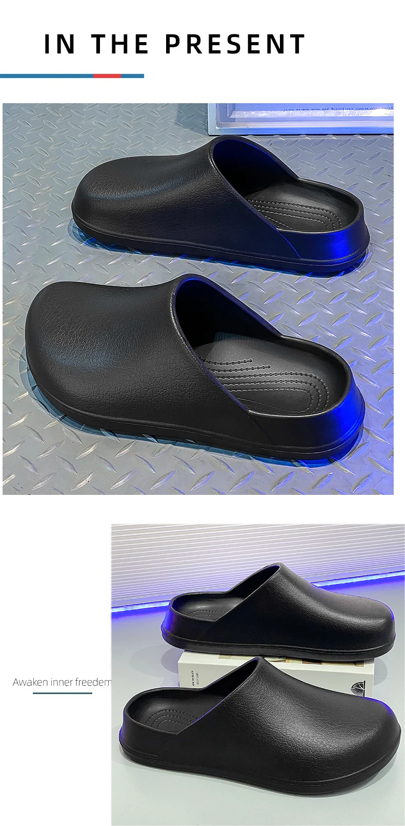 Couple's Baotou Slippers Waterproof Anti slip Oil proof Chef Shoes Summer new Men's and Women's Soft Sole comfort Casual Sandals