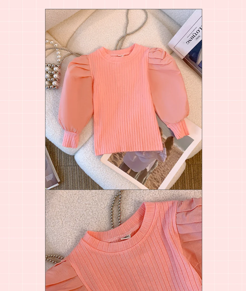 Girls White Long Sleeve T-shirt Shirt Princess Shirt for Tddler Girl Sweet Pullover Casual Shirt Children Tops Pullover