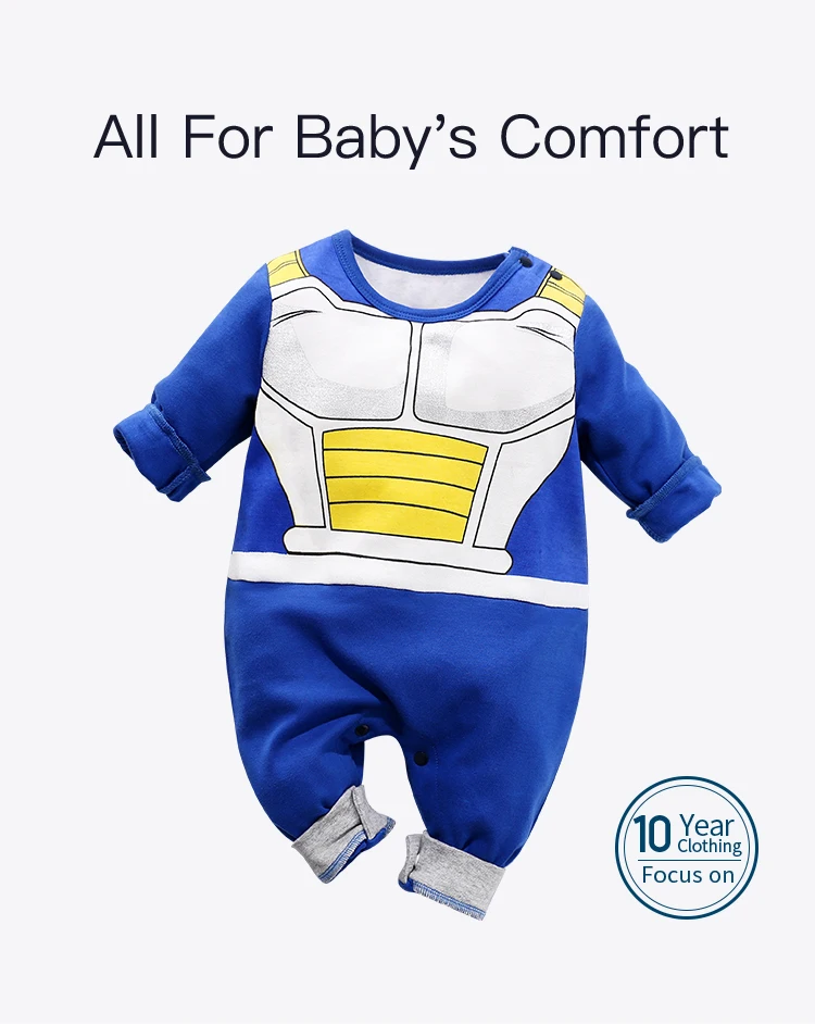 0-18M blue Anime Baby Rompers Newborn Cosplay Costume Infant One-pieces Cotton round collar comfortable Clothes Boys pajamas