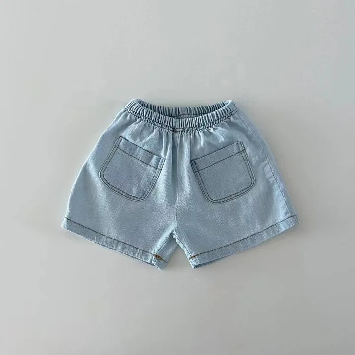 New Korean Version of Short-Sleeved Denim Shirt and Shorts Set for Boys and Girls, Summer Fashionable and Stylish Two-Piece Set