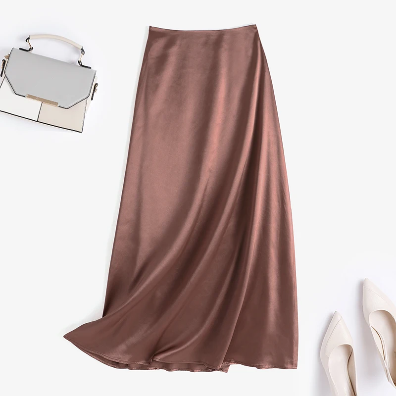 ZANZEA Fashion Satin Silk Skirts Women Summer Long High Waist Skirt Casual Solid Party Faldas Saia Female Vintage Work OL Jupe