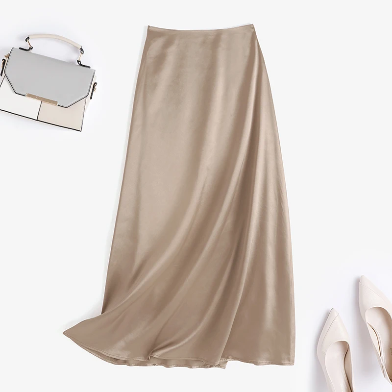 ZANZEA Fashion Satin Silk Skirts Women Summer Long High Waist Skirt Casual Solid Party Faldas Saia Female Vintage Work OL Jupe