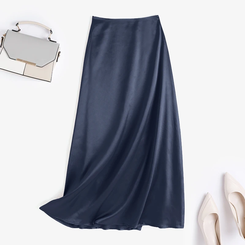 ZANZEA Fashion Satin Silk Skirts Women Summer Long High Waist Skirt Casual Solid Party Faldas Saia Female Vintage Work OL Jupe