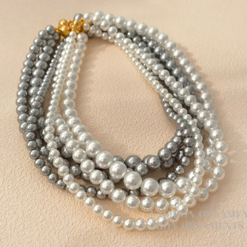 Fashion Jewelry Vintage Elegant Temperament Glass Simulated Pearl Necklace For Women Female Gift Accessories Dropshipping