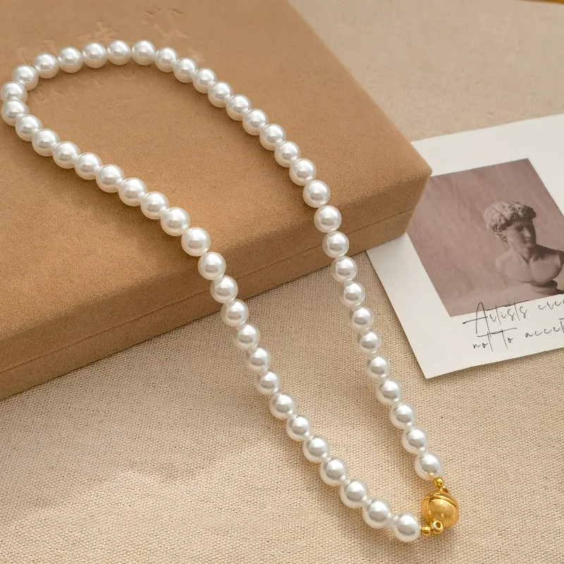 Fashion Jewelry Vintage Elegant Temperament Glass Simulated Pearl Necklace For Women Female Gift Accessories Dropshipping