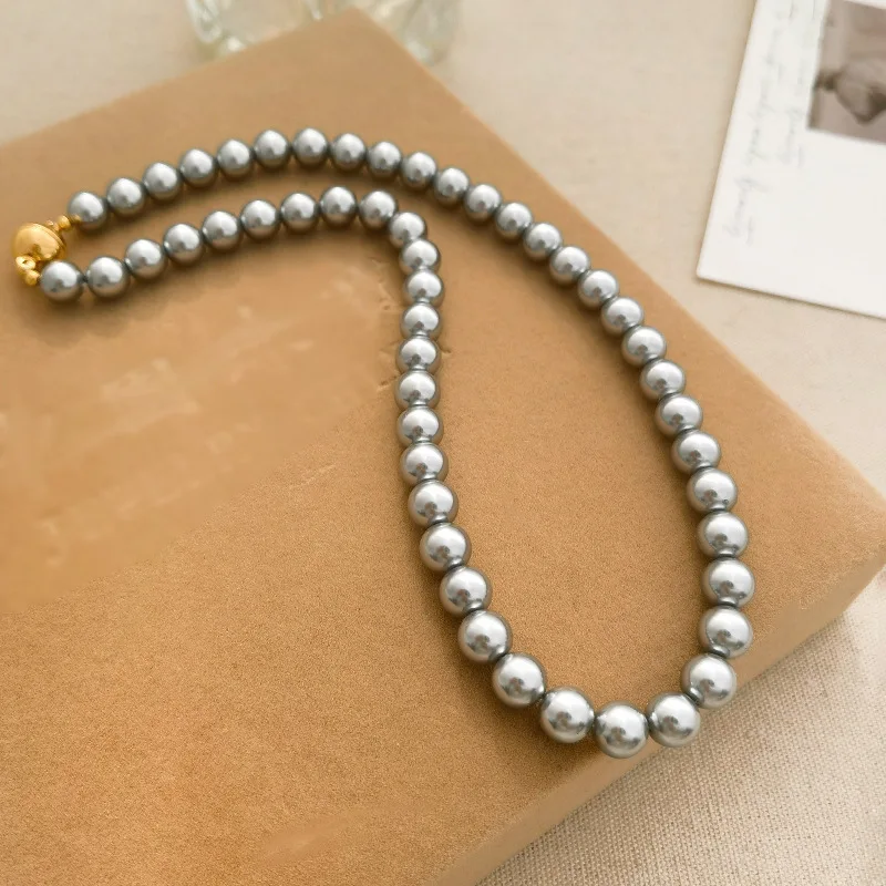 Fashion Jewelry Vintage Elegant Temperament Glass Simulated Pearl Necklace For Women Female Gift Accessories Dropshipping