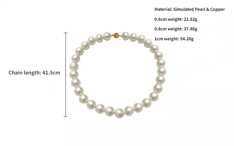 Fashion Jewelry Vintage Elegant Temperament Glass Simulated Pearl Necklace For Women Female Gift Accessories Dropshipping