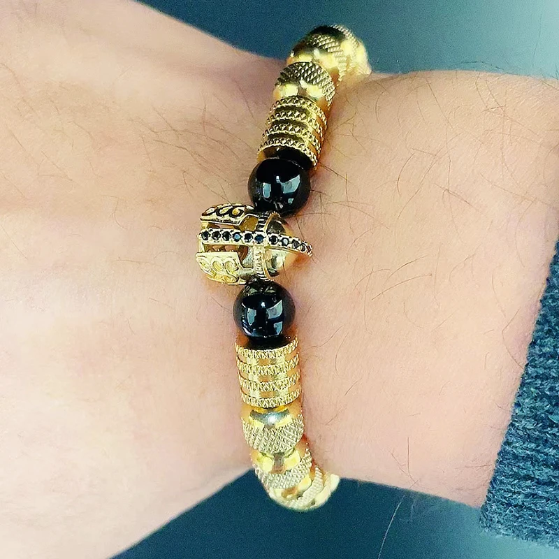 Luxury Stainless Steel Beads Spartan Warrior Helmet Man Bracelet Jewelry Valentine's Day For Women