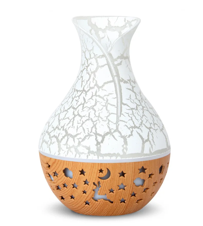 7 Colors Cracked Vase Air Humidifier Star Sky Deep Wood Grain Hollow Out Home Aromatherapy Essential Oil Aroma Diffuser 150ml