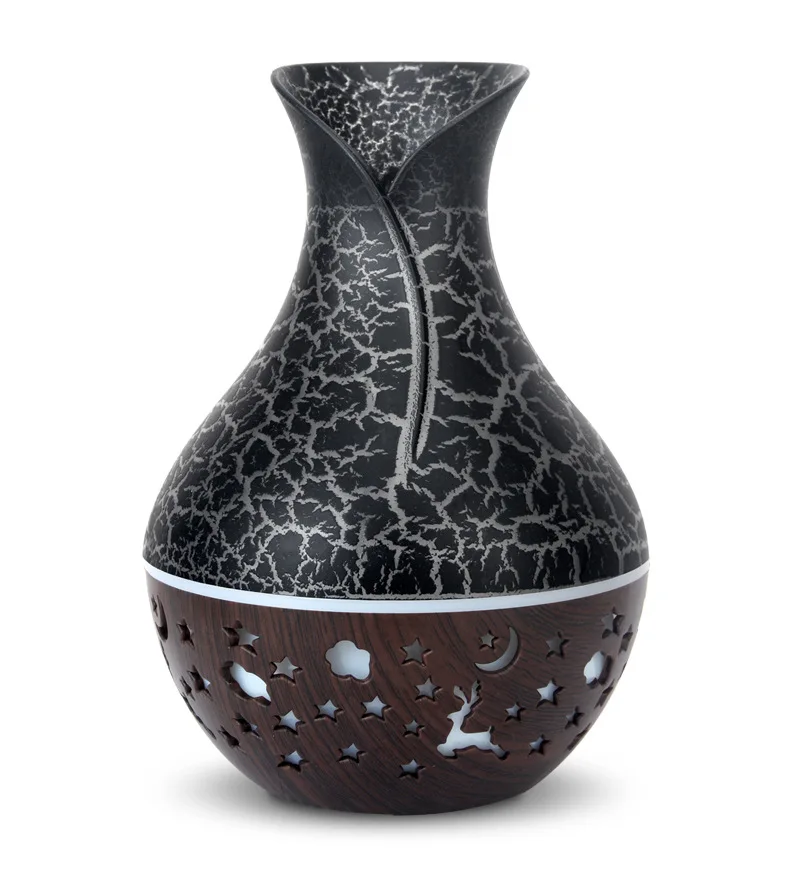 7 Colors Cracked Vase Air Humidifier Star Sky Deep Wood Grain Hollow Out Home Aromatherapy Essential Oil Aroma Diffuser 150ml