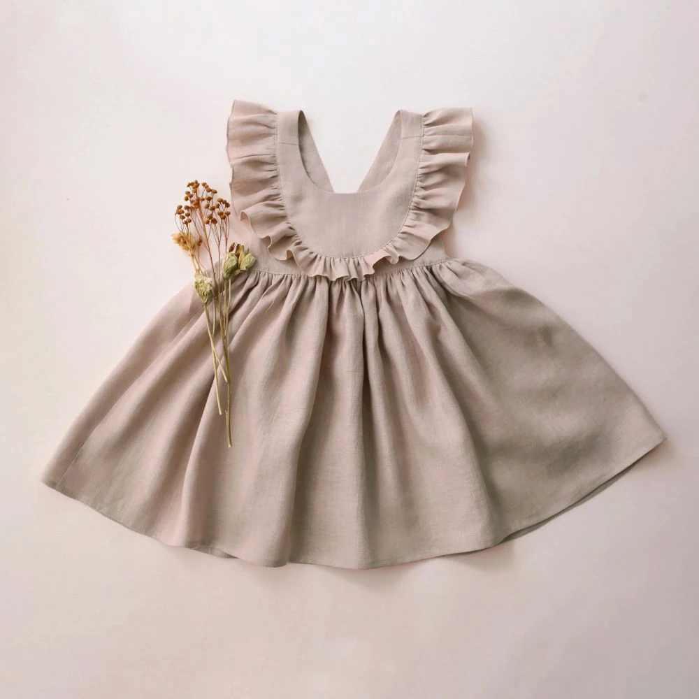 Fashion Toddler Girl Dresses Summer Linen Cotton Baby Girl Holiday Clothes Baby Girl Beach Dress