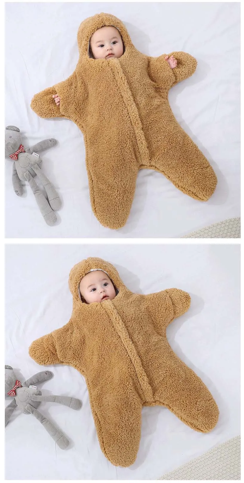 Newborn Baby Boy Girl Kids Cartoon Hooded Romper Jumpsuit Bodysuit Clothes Outfits Long Sleeve Playsuit Toddler One Piece Outfit