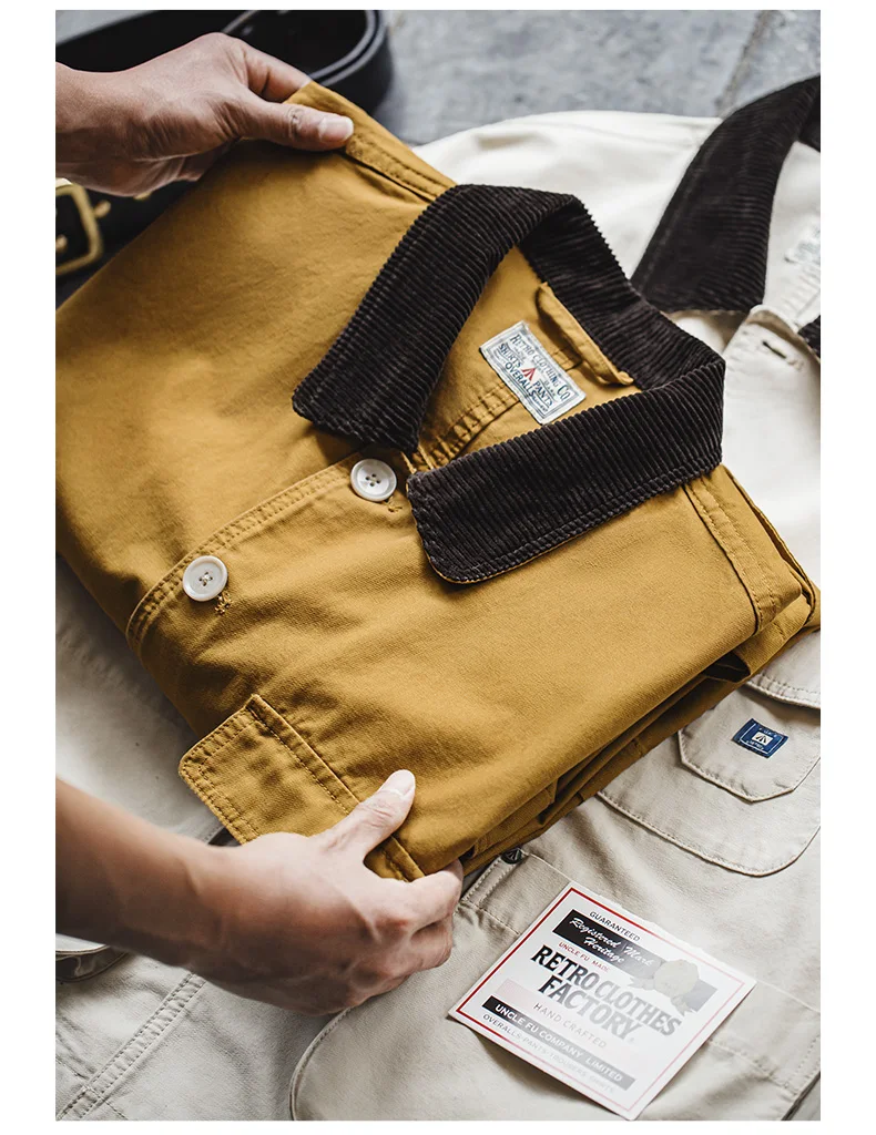 Maden New American Retro Hunting Lapel Plus Size Short Jackets Men's Outwear Spring and Autumn Brand Clothing