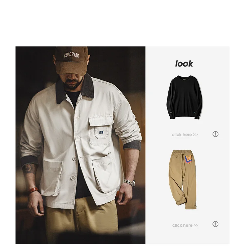 Maden New American Retro Hunting Lapel Plus Size Short Jackets Men's Outwear Spring and Autumn Brand Clothing