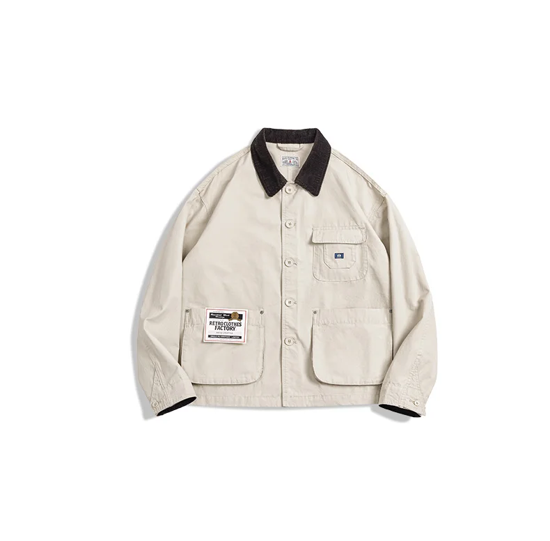 Maden New American Retro Hunting Lapel Plus Size Short Jackets Men's Outwear Spring and Autumn Brand Clothing