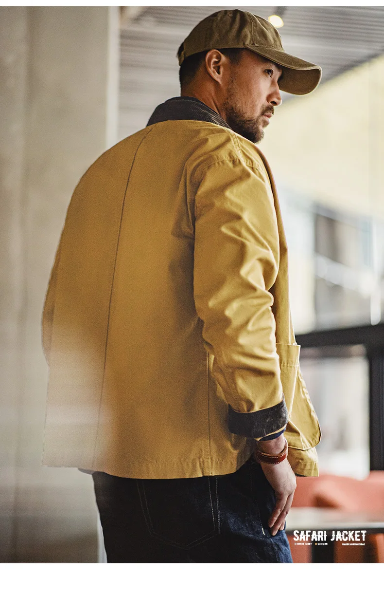 Maden New American Retro Hunting Lapel Plus Size Short Jackets Men's Outwear Spring and Autumn Brand Clothing