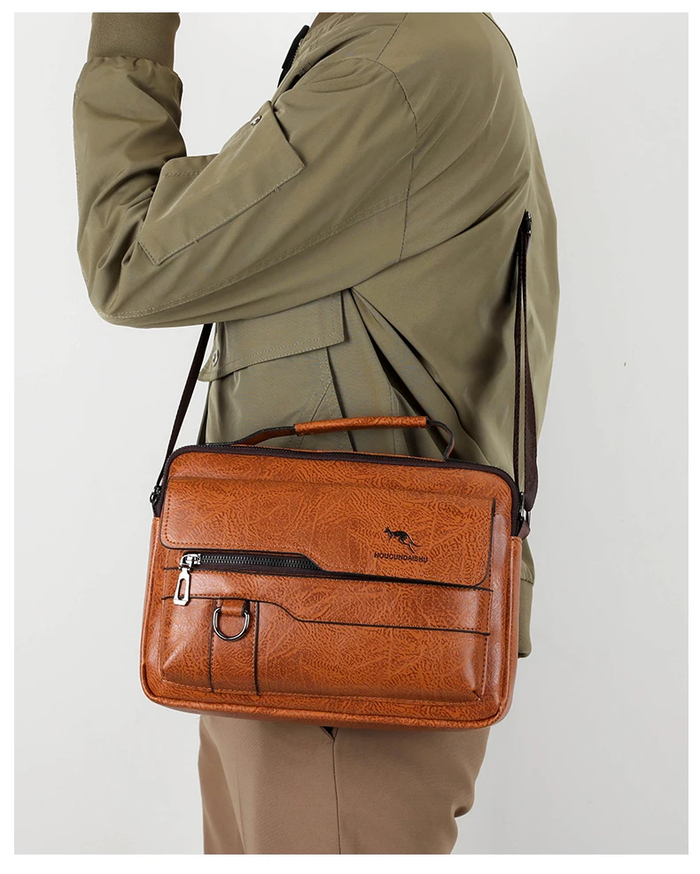 Luxury Brand Men's Crossbody Shoulder Bag For Husband Gift PU Leather Men Office Tote Business Messenger Side Bag Male Handbags