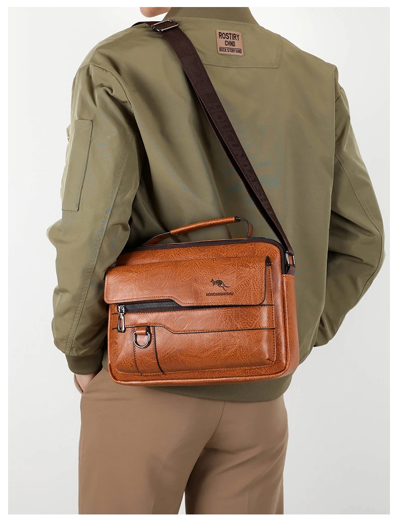 Luxury Brand Men's Crossbody Shoulder Bag For Husband Gift PU Leather Men Office Tote Business Messenger Side Bag Male Handbags