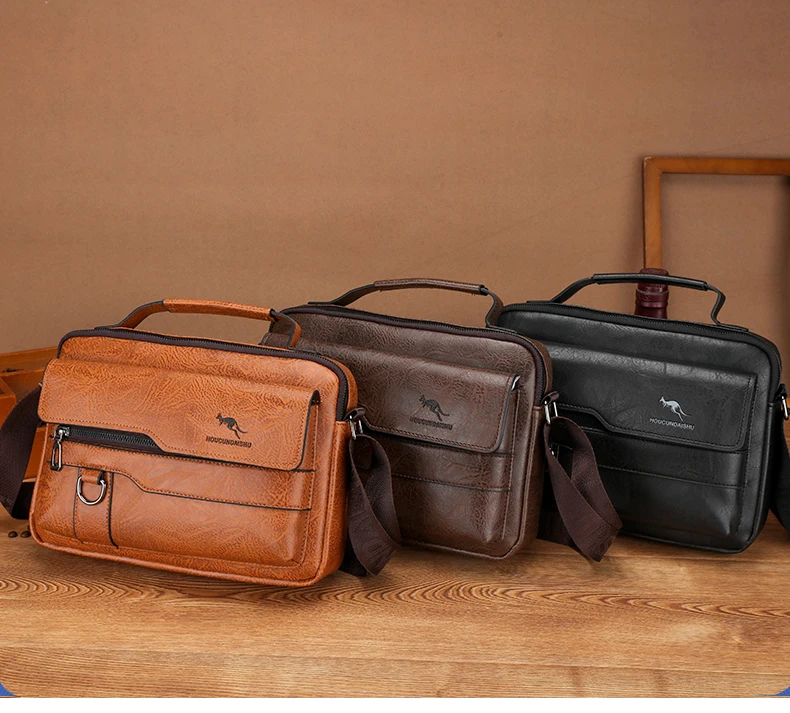 Luxury Brand Men's Crossbody Shoulder Bag For Husband Gift PU Leather Men Office Tote Business Messenger Side Bag Male Handbags