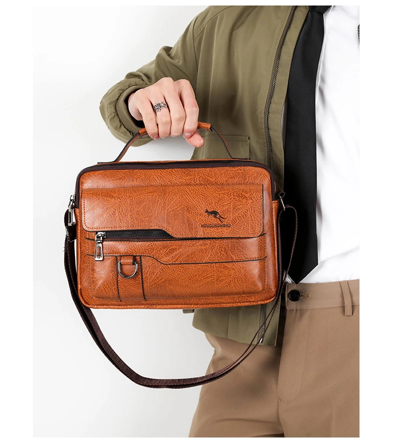 Luxury Brand Men's Crossbody Shoulder Bag For Husband Gift PU Leather Men Office Tote Business Messenger Side Bag Male Handbags