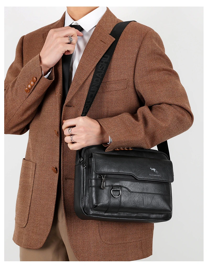 Luxury Brand Men's Crossbody Shoulder Bag For Husband Gift PU Leather Men Office Tote Business Messenger Side Bag Male Handbags