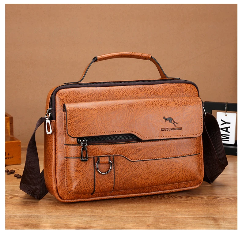 Luxury Brand Men's Crossbody Shoulder Bag For Husband Gift PU Leather Men Office Tote Business Messenger Side Bag Male Handbags