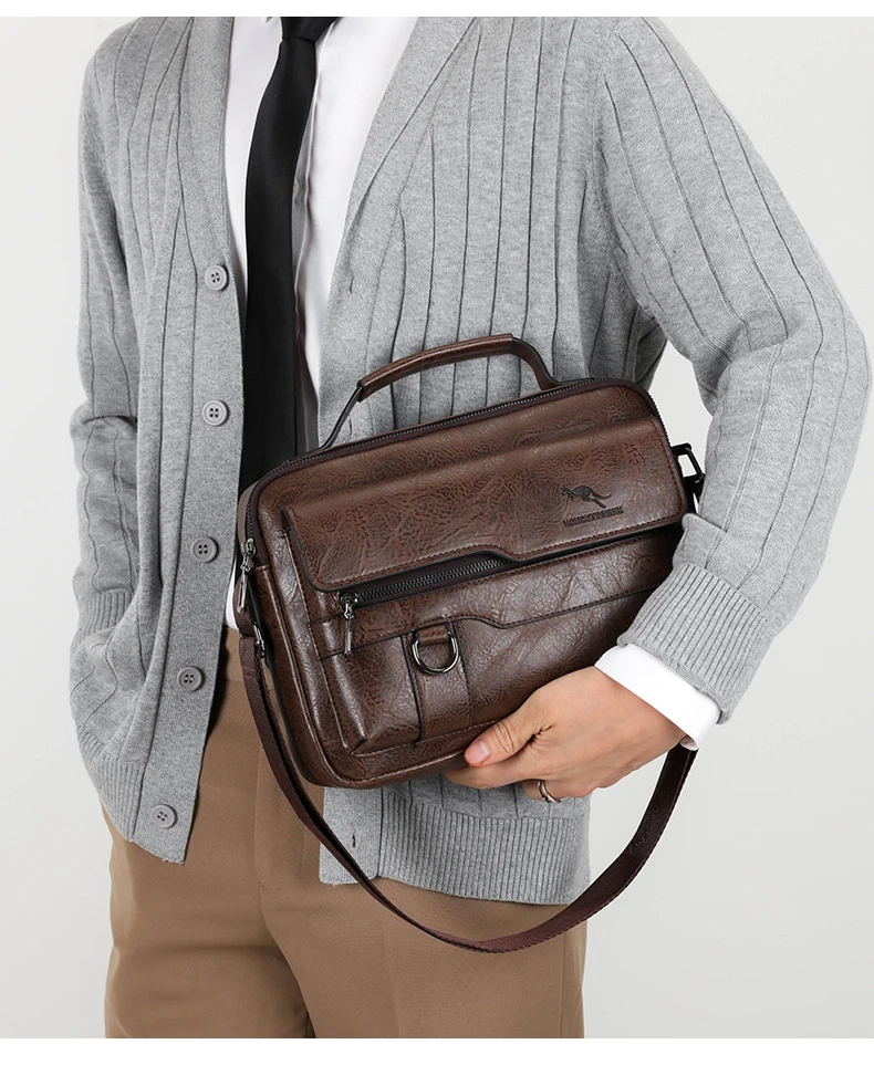 Luxury Brand Men's Crossbody Shoulder Bag For Husband Gift PU Leather Men Office Tote Business Messenger Side Bag Male Handbags