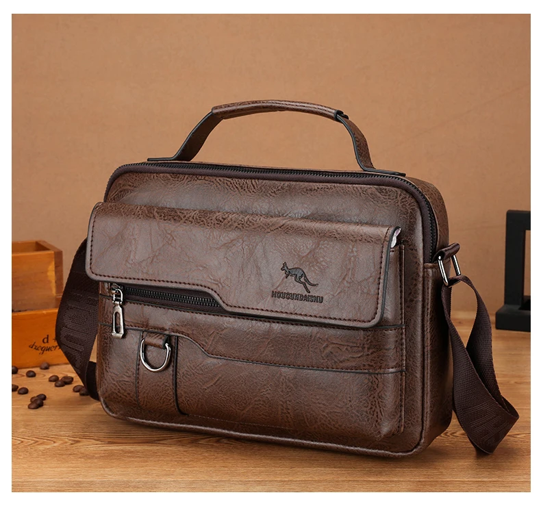 Luxury Brand Men's Crossbody Shoulder Bag For Husband Gift PU Leather Men Office Tote Business Messenger Side Bag Male Handbags