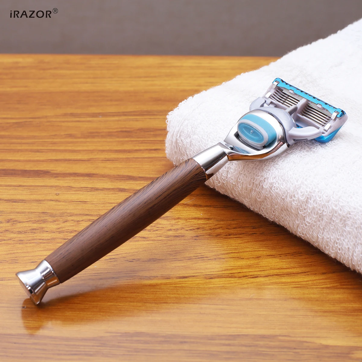 iRAZOR Classic 5 Layer Fusion Safety Razor Manual Man Shaver Barber Beard Grooming Tool Wood Grain Handle Man Birthday Gift