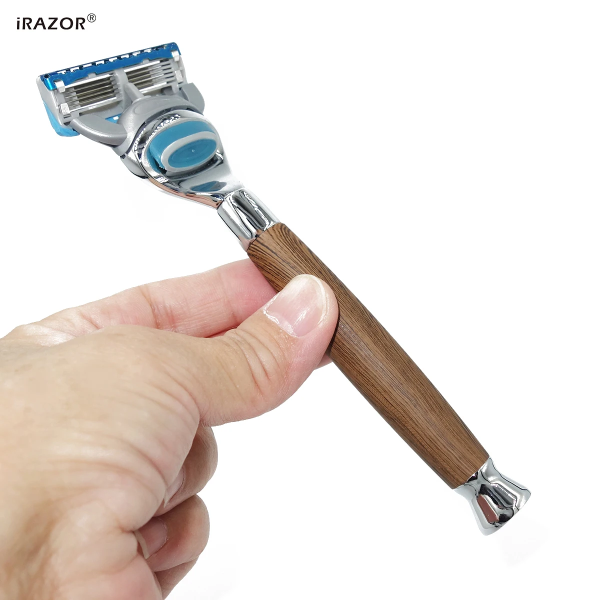 iRAZOR Classic 5 Layer Fusion Safety Razor Manual Man Shaver Barber Beard Grooming Tool Wood Grain Handle Man Birthday Gift