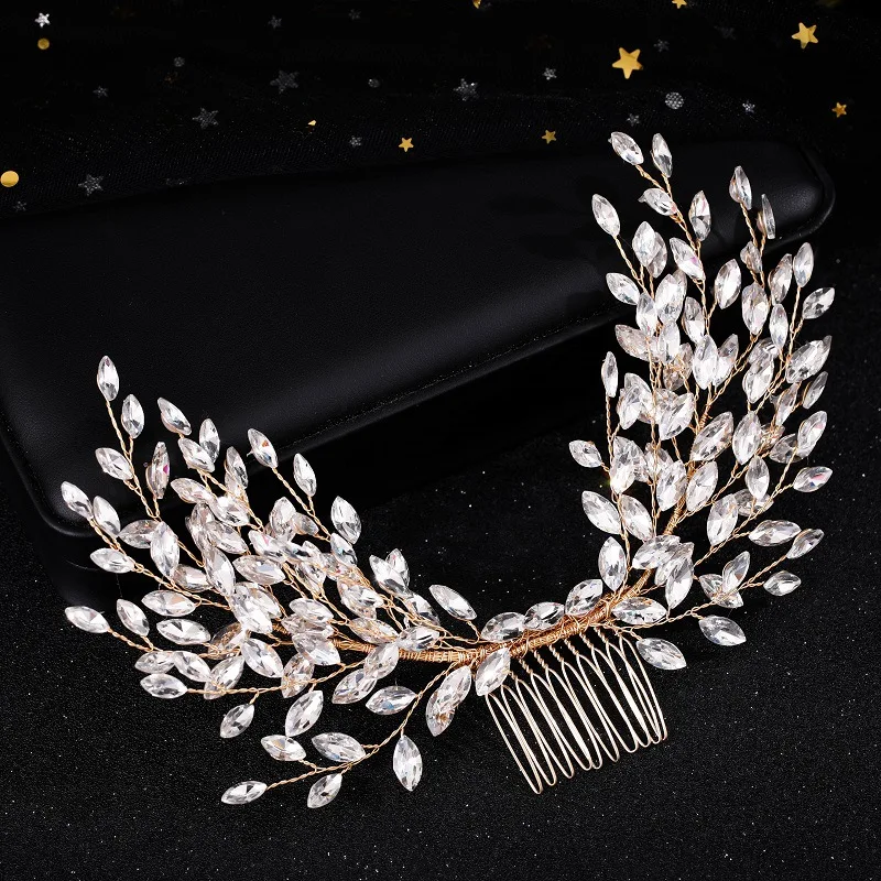 Luxury Crystal Hair Comb Headband Tiara For Women Bride Rhinestone Bridal Wedding Hair Accessories Jewelry Comb Headband Tiara