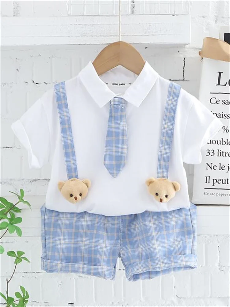 New Kids Clothes Suit Summer Children Boy Girl Patchwork T Shirt Shorts 2Pcs/Set Baby Toddler Clothing Infant 1 2 3 4 5 Years