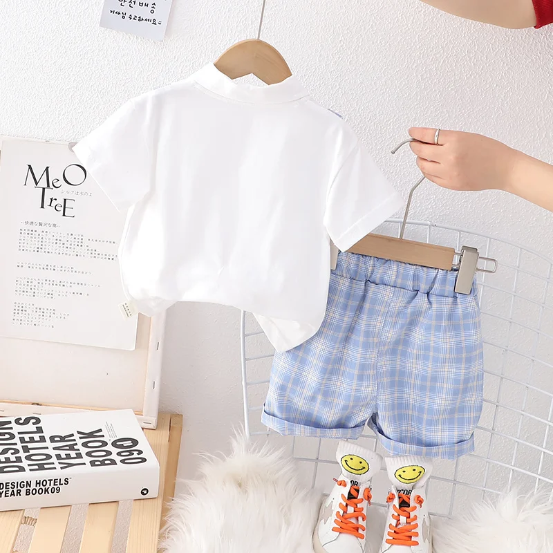 New Kids Clothes Suit Summer Children Boy Girl Patchwork T Shirt Shorts 2Pcs/Set Baby Toddler Clothing Infant 1 2 3 4 5 Years